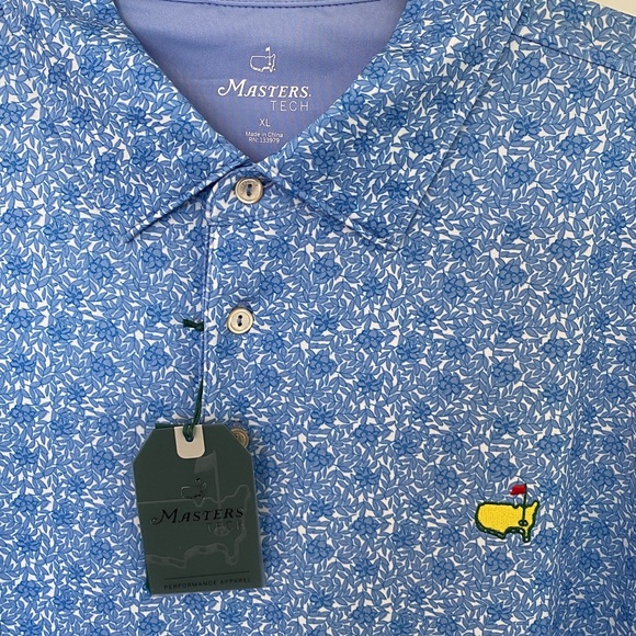 2025 Masters Tech Polo Golf Shirt- Augusta National Logo - Blue Azaleas New XL